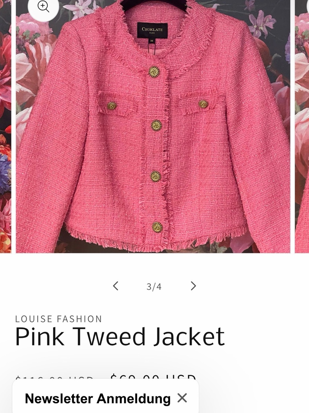 Pink Tweed Jacket for women